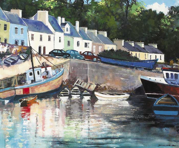 THE HARBOUR, ROUNDSTONE, CONNEMARA, COUNTY GALWAY by Dennis Orme Shaw sold for �1,200 at Whyte's Auctions