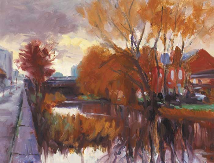 AUTUMN ON THE GRAND CANAL, TOWARDS RATHMINES BRIDGE, DUBLIN by Norman Teeling (b.1944) at Whyte's Auctions