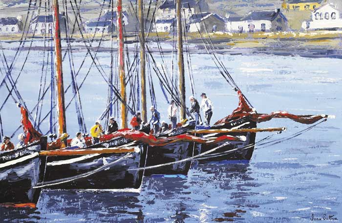 GALWAY HOOKERS REGATTA, KILRONAN, ARRANMORE, COUNTY GALWAY by Ivan Sutton (b.1944) at Whyte's Auctions
