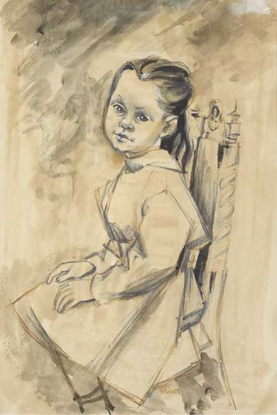 PORTRAIT OF RUTH BRANDT, THE ARTIST'S DAUGHTER, c.1942 by Muriel Brandt RHA (1909-1981) at Whyte's Auctions