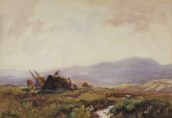 STACKING TURF, COUNTY DONEGAL by Frank McKelvey RHA RUA (1895-1974) RHA RUA (1895-1974) at Whyte's Auctions