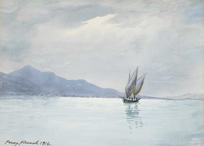 CARLINGFORD LOUGH WITH BOAT, 1914 by William Percy French (1854-1920) at Whyte's Auctions