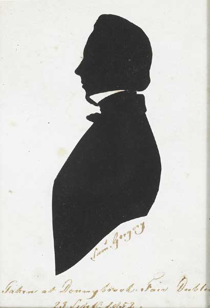 MINIATURE SILHOUETTE PORTRAIT OF SAMUEL GREGORY, DONNYBROOK FAIR, DUBLIN, 23 SEPTEMBER, 1852 at Whyte's Auctions