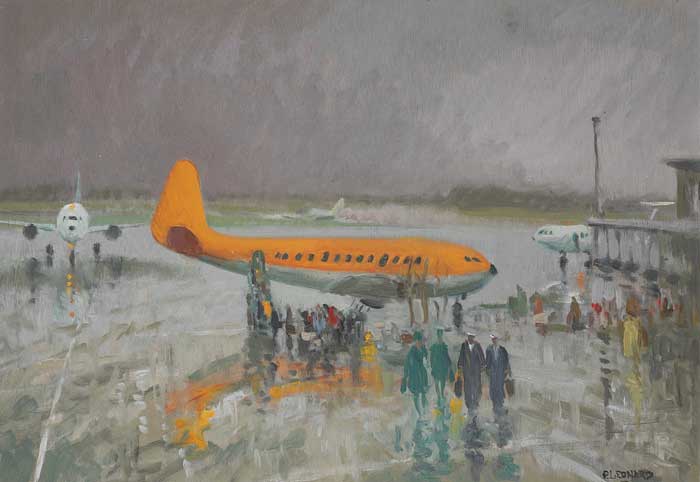 VISCOUNT OF CAMBRIAN AIRWAYS, DUBLIN AIRPORT, AUGUST, 1973 by Patrick Leonard HRHA (1918-2005) HRHA (1918-2005) at Whyte's Auctions