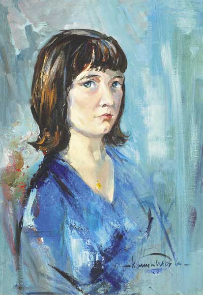GIRL IN BLUE DRESS, 1964 by Kenneth Webb RWA FRSA RUA (b.1927) RWA FRSA RUA (b.1927) at Whyte's Auctions
