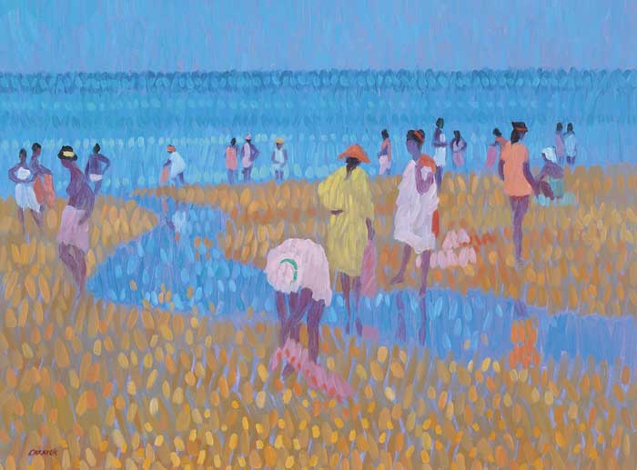 PREPARING TO LEAVE BURRIANA BEACH, NERJA, MALAGA by Desmond Carrick RHA (1928-2012) RHA (1928-2012) at Whyte's Auctions