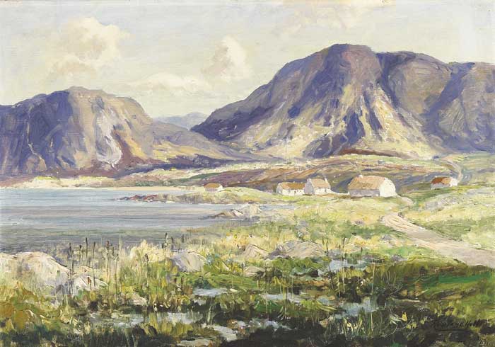WEST OF IRELAND LANDSCAPE WITH MOUNTAINS AND COTTAGES by Rowland Hill ARUA (1915-1979) ARUA (1915-1979) at Whyte's Auctions