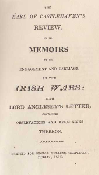 The Earl of Castlehaven The Earl Of Castlehavens Review Of His Memoirs Of His Engagement And Carriage In The Irish Wars at Whyte's Auctions