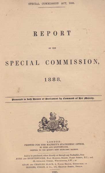1890 Report of The Special Commission. 1888 - Parnell, Land League, Boycotting etc." at Whyte's Auctions