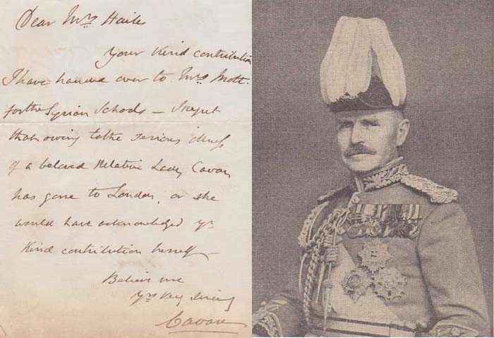 Circa 1900. Earl of Cavan Letter to Mrs Hailes at Whyte's Auctions