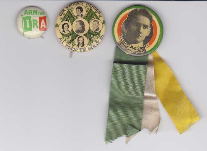 1898-1920 Patriotic Badges, for Centenary of 1798 Rebellion, 1920 MacSwiney Martyr and undated Arm the IRA" at Whyte's Auctions