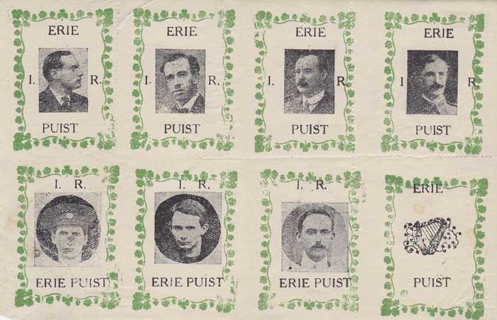 1916 Rising - Unofficial Commemorative Stamps Erie Puist. A Rare Complete Sheetlet at Whyte's Auctions