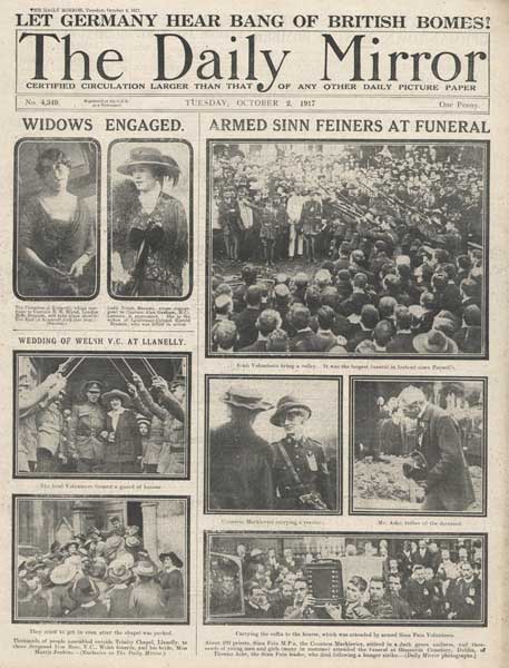 1917 (2 October). The Daily Mirror complete issue, Armed Sinn Finers At Funeral, headline and photographs of Thomas Ashe Funeral" at Whyte's Auctions