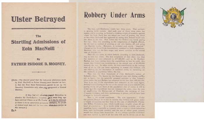 1918-1923. Ulster Betrayed, Robbery under Arms pamphlets, also Sinn Fin letterhead" at Whyte's Auctions