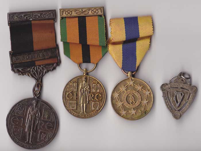 1919-21 War of Independence Service Medal, with Comrac bar, 1971 Survivors 50th Anniversary Medal, 1972 Garda Sochna Medal and 1921 Internment Camp Football medal. A rare group." at Whyte's Auctions