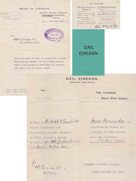 1922 (September) - 1923 (April) Passes for An Dil and Military Guard for Hugh Kennedy, Attorney General during the Civil War" at Whyte's Auctions