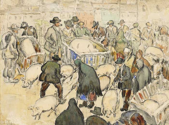 AT THE PIG MARKET by Letitia Marion Hamilton RHA (1878-1964) RHA (1878-1964) at Whyte's Auctions