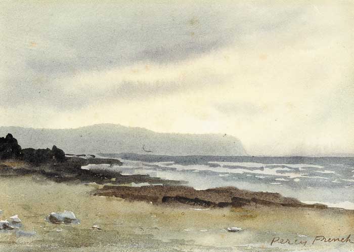 COASTAL SCENE WITH CLIFF HEAD by William Percy French (1854-1920) at Whyte's Auctions
