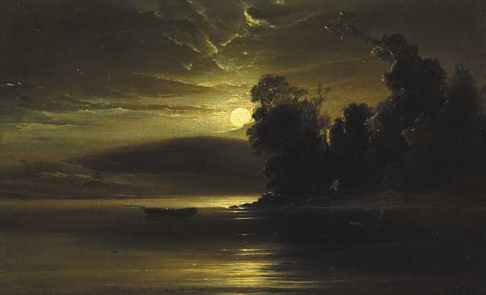 INISHFALLEN ISLAND, KILLARNEY IN MOONLIGHT by Patrick Vincent Duffy RHA (1836-1909) at Whyte's Auctions