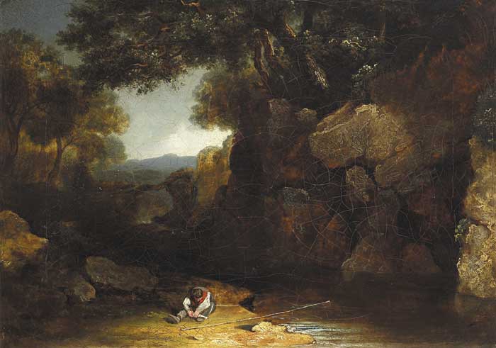 FIGURE FISHING BY A WOODED STREAM by James Arthur O'Connor (1792-1841) at Whyte's Auctions