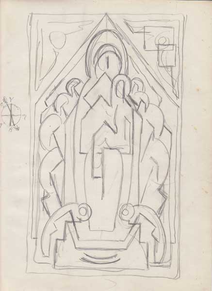 THE VIRGIN AND CHILD ENTHRONED AND FLANKED BY ANGELS, late 1930s by Mainie Jellett (1897-1944) at Whyte's Auctions