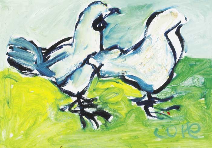 TWO BANTAM HENS by Elizabeth Cope (b.1952) at Whyte's Auctions