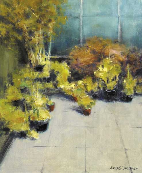 PLANTS ON A PATIO by James English RHA (b.1946) at Whyte's Auctions
