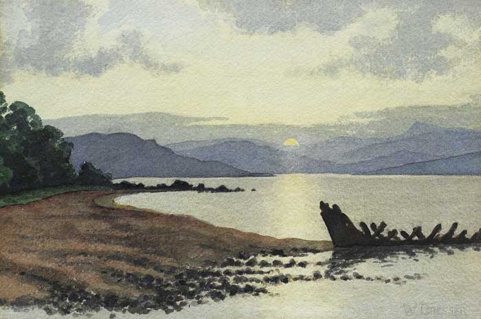 SUNSET ON FIRTH OF FORTH SEEN FROM CRAMOND, SCOTLAND, 30 JUNE, 1952 by Wilfred Dresser (fl.1961-1981) at Whyte's Auctions
