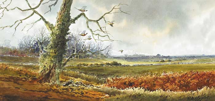 LANDSCAPE WITH PHEASANTS by Robert Bertie Higgins (b.1943) at Whyte's Auctions