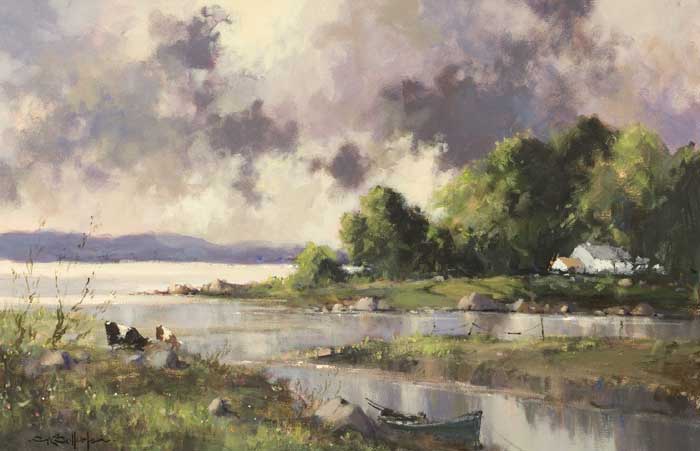 ON THE SHORES OF LOUGH CONN, COUNTY MAYO by George K. Gillespie RUA (1924-1995) at Whyte's Auctions