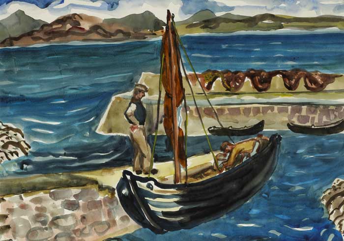 ROUNDSTONE HARBOUR, c.1940s by Gerard Dillon sold for 3,900 at Whyte's Auctions