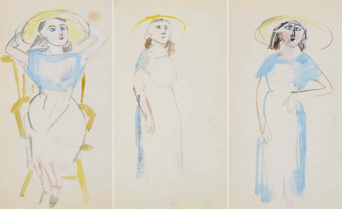WOMAN IN HAT, c.1950s (SET OF THREE) by Stella Steyn (1907-1987) at Whyte's Auctions