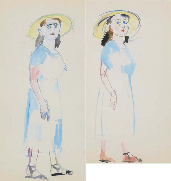 WOMAN IN HAT, c.1950s (SET OF TWO) by Stella Steyn (1907-1987) at Whyte's Auctions