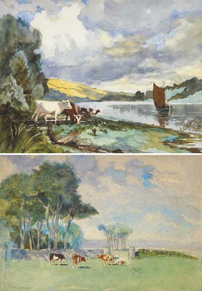 RIVER SLANEY; WEXFORD ON THE RIGHT, WATERFORD ON THE LEFT and SCENE ON THE HOWTH HEAD, DUBLIN, 1937 by Henry William Moss sold for �120 at Whyte's Auctions