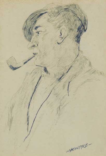 MAN WITH PIPE, 1941 by James MacIntyre sold for �200 at Whyte's Auctions
