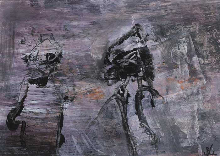 TWO FIGURES WITH MAUVE BACKDROP by John Kingerlee (b.1936) at Whyte's Auctions