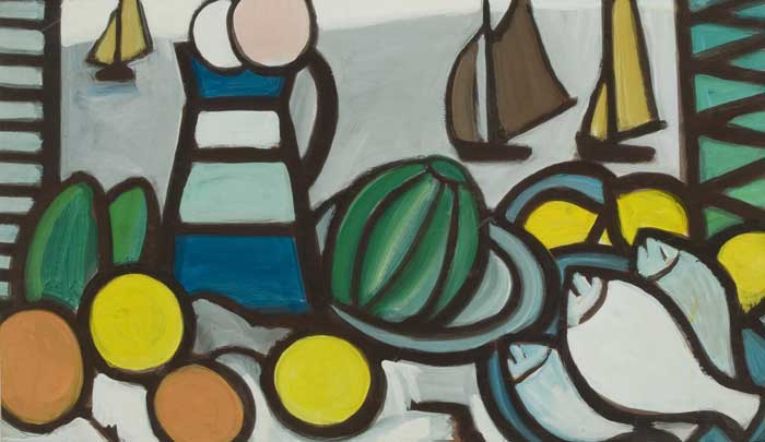 STILL LIFE WITH FRUIT AND FISH by Markey Robinson (1918-1999) (1918-1999) at Whyte's Auctions