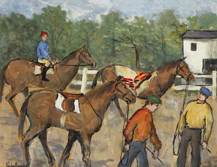 EXERCISING HORSES by Gladys Maccabe MBE HRUA ROI FRSA (1918-2018) MBE HRUA ROI FRSA (1918-2018) at Whyte's Auctions