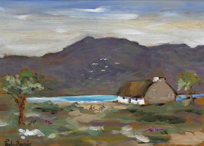 FAMILY AND COTTAGE IN DONEGAL LANDSCAPE by Gladys Maccabe MBE HRUA ROI FRSA (1918-2018) at Whyte's Auctions