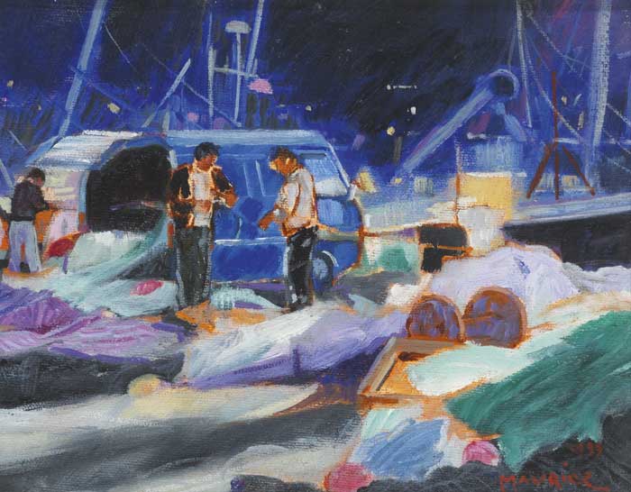 PIER AT NIGHT, 1993 by Maurice Henderson (1944-2017) at Whyte's Auctions