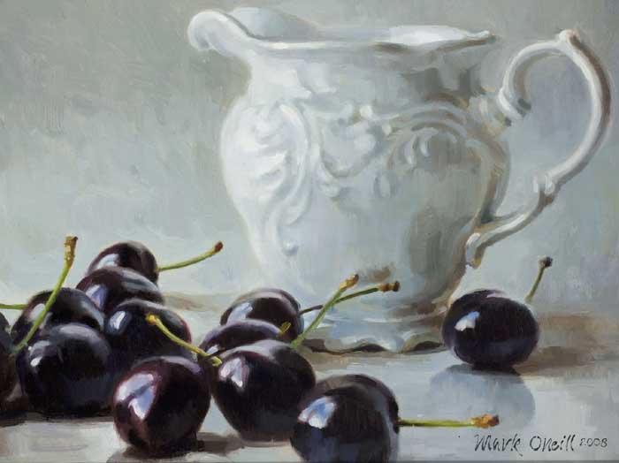 WHITE JUG, BLACK CHERRIES, 2008 by Mark O'Neill (b.1963) at Whyte's Auctions