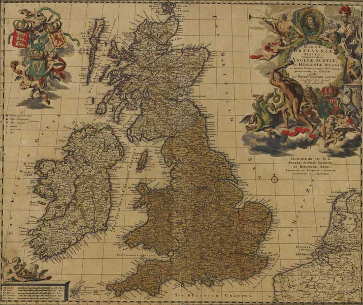 Circa 1700. Niclom Visscher's Map of Britain and Ireland under William III at Whyte's Auctions