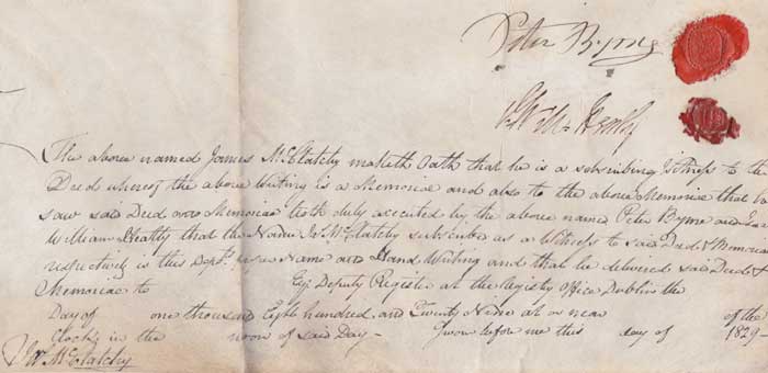 1742-1856 Indentures concerning the Heatly family of Athlone and Wicklow at Whyte's Auctions