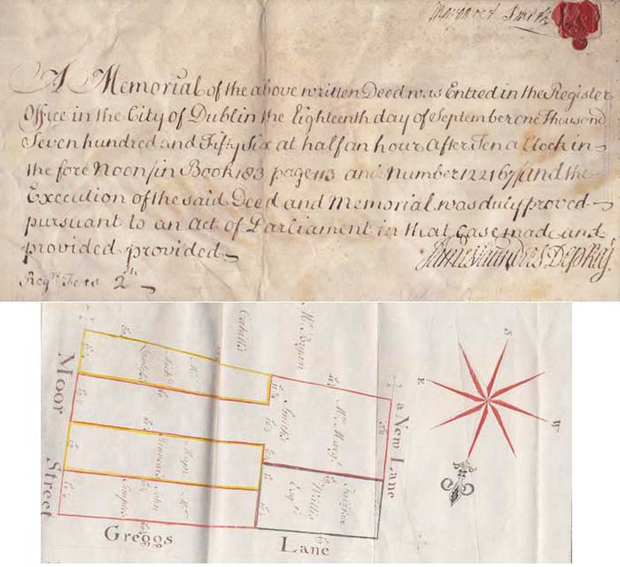 1753 Lease for premises at "Moor Street" Dublin, with map at Whyte's Auctions