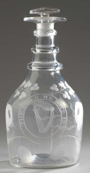 Early 19th Century "The Land We Live In" engraved glass decanter at Whyte's Auctions
