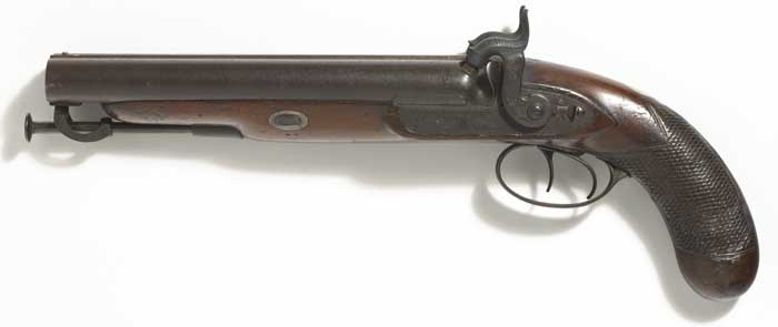 Early 19th century double barrelled percussion pistol by Trulock, Dublin at Whyte's Auctions