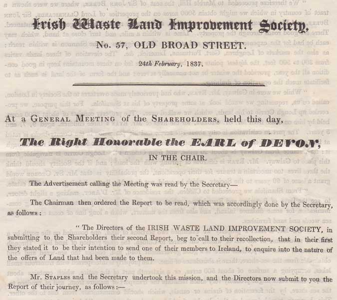1837 Irish Waste Land Improvement Society Report at Whyte's Auctions