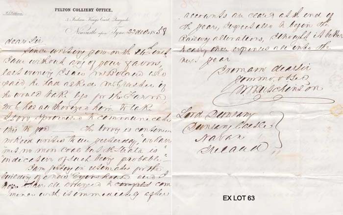 19th Century letters to or from Irish members of Parliament or House of Lords at Whyte's Auctions