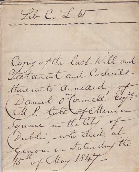1848. Daniel O'Connell's Last Will & Testament at Whyte's Auctions