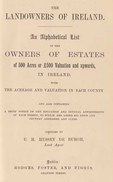 The Landowners of Ireland by Hussey de Burgh  at Whyte's Auctions
